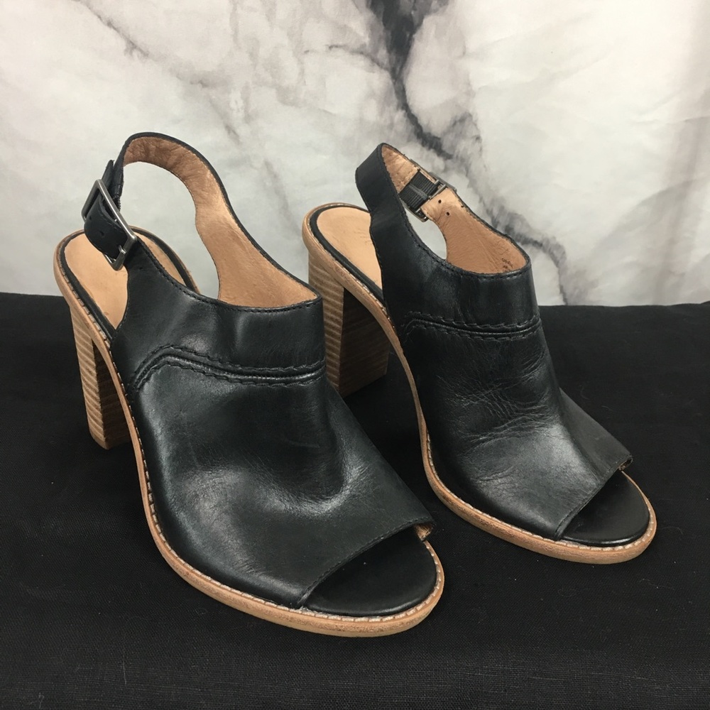 Madewell Peeptoe Black Leather Booties - Size 8